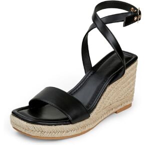 Arromic Wedges for Women Espadrilles Wedge Heel Sandals Square Toe Ankle Straps Wedge Sandals for Women Dress Casual Beach Summer Shoes