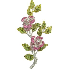 Gyn&Joy Women's Austrian Crystal Bridal Eternity Rose Flower Brooch
