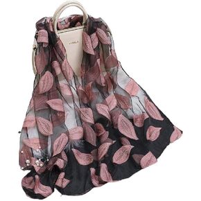ANKOMINA Women Girls Soft Lightweight Leaves Mesh Sheer Silk Scarf Fashion Lace Beach Wrap and Shawls Towel Scarves