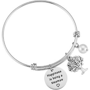 AHAETH Meemaw Gifts for Grandma from Grandchildren Grandkids Meemaw Birthday Charm Jewelry Meemaw Braceleet