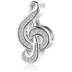 Music Note Charm Compatible with Pandora Charm Bracelets Women Girls Treble Clef Bead Musician Flute Clarinet Trumpet Anniversary Birthday