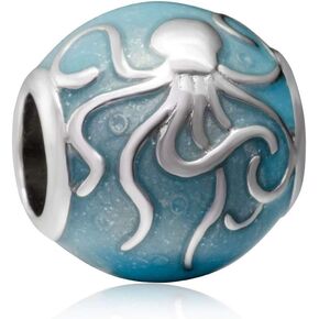 Ocean Octopus Charms Authentic 925 Sterling Silver Sea Life Charms Fits European Bracelet
