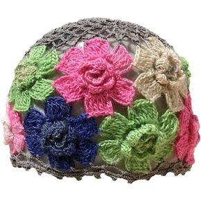 Crochet Beanie Hat for Women Men Y2k Floral Boho Knitted Beanie Cotton Flower Patterned Slouchy Skull Cap Lace Head Wrap in Kuwait