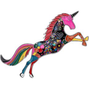 DUOWEI Dainty 6 Colors Unicorn Horse Brooch Fancy Unicorn Lapel Pin Clothes Scarf Accessories for Women Girls Jewelry Gifts
