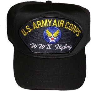 U.S. Army AIR Corps WWII FLYBOY Veteran Hat - Veteran Owned Business Black