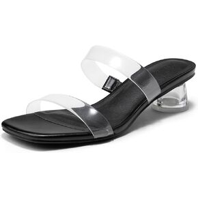 Arromic Low Heels for Women Square Open Toe Chunky Heels Comfortable Two Strap Heeled Sandals for Women Summer Dress Shoes