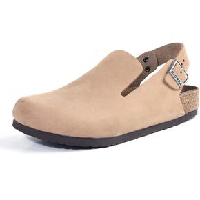 Women Arch Support Clog Slippers,Soft Footbed Vintage Slingback Buckle Mules Thick Sole Closed Toe Sandals