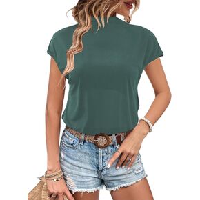 BBcoch قمصان كاجوال للعمل برقبة وهمية للنساء، قمصان قصيرة الأكمام، بلوزات صيفية، قمصان قصيرة غير رسمية in Kuwait