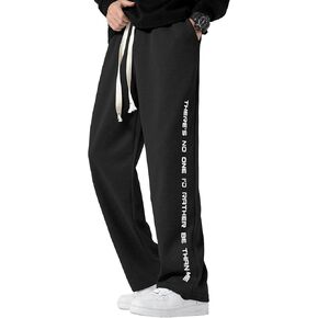 OYOANGLE Men's Casual Y2K Letter Graphic Drawstring Waist Straight Leg Sweatpants with Pocket in Kuwait