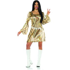 UNDERWRAPS womens Women's 1970's Costume Disco Dress - Disco Chick