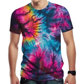 الرجال مخدر الملونة التعادل صبغ 3D الطباعة تي شيرت غامض ورقة الطوطم قميص بأكمام قصيرة in Kuwait
