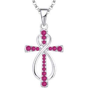 JO WISDOM Women Infinity Cross Necklace,925 Sterling Silver Cubic Zirconia Crucifix Cross Infinity Pendant Necklaces,Jewelry for Women