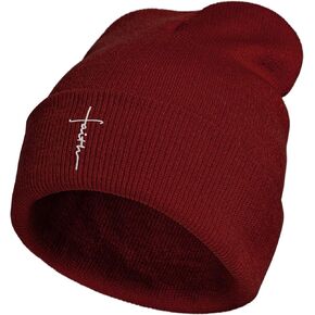 قبعة متماسكة للجنسين من Faith Cross Logo للرجال والنساء على شكل جمجمة مسيحية قبعة صغيرة محبوكة قبعات لفصل الشتاء