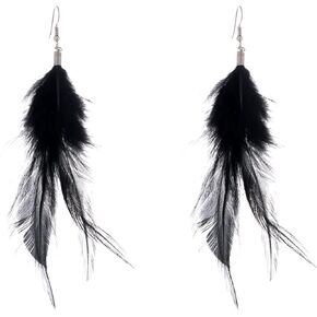 Lureme® Bohemian Style Feathers with Small Feather Tassel Dangle Earrings for Women and Girls (02004736)
