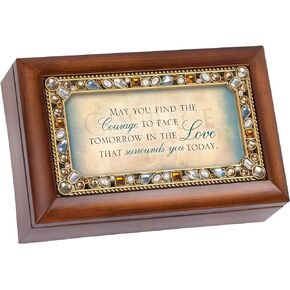 Cottage Garden Find The Courage Jeweled Woodgrain Petite Music Box Plays Tune Wind Beneath My Wings