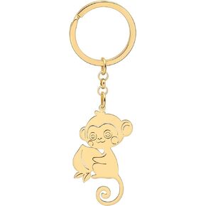 RAIDIN Stainless Steel Cute Animal Monkey Keychains Keyring Wild Life Jewelry Gifts for Women Girls Car Purse Keys Accessory