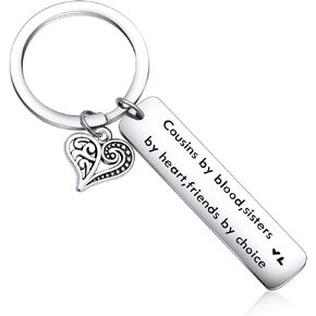 Cousins by blood Sisters by heart Friends by choice keychain for cousin best friends
