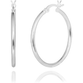 2mm Sterling Silver Hoop Earrings (15mm 18mm 22mm 25mm 30mm)