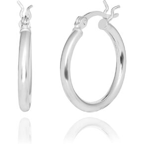 2mm Sterling Silver Hoop Earrings (15mm 18mm 22mm 25mm 30mm)