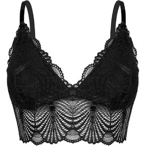 LINGERLOVE Women Sexy Lace Bralette Top Everyday Bra with Removable Padded