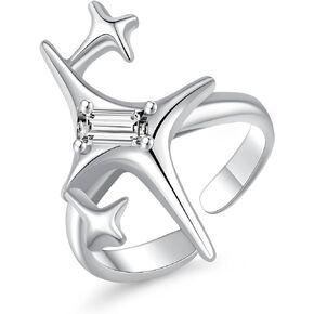 Star Rings For Women Teens Girls Y2k Silver Rings Adjustable Open Ring jewelry