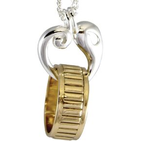 Dicksons Reunion Heart Memorial Women's Silver-Plated Ring Band Holder 24 Inch Chain Pendant Necklace