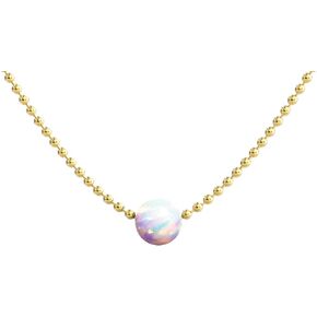 Gold Choker Necklace, 14k Gold Dipped Opal Necklace, Dainty Beaded Necklace for Women, Simple & Minimalist Everyday Necklace | Delicate Short Necklace, Designed in California, Gift for Her