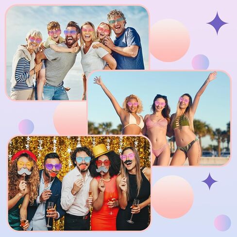 نظارات شمسية SEANCHEER بدون إطار على شكل قلب أحمر للنساء على شكل قلب نظارات شمسية وردية اللون مرحة ملونة وشفافة للحفلات نظارات شمسية رائعة إكسسوارات النظارات بالجملة (ألوان ملونة/16 حزمة) in Kuwait