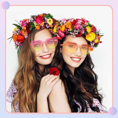 نظارات شمسية SEANCHEER بدون إطار على شكل قلب أحمر للنساء على شكل قلب نظارات شمسية وردية اللون مرحة ملونة وشفافة للحفلات نظارات شمسية رائعة إكسسوارات النظارات بالجملة (ألوان ملونة/16 حزمة) in Kuwait