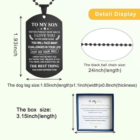 2 Dog Tag Necklace To My Son Stainless Steel Military Pendant Necklace Gift for Birthday Graduation Valentines Thanksgiving Day and Homecoming Day in Saudi Arabia