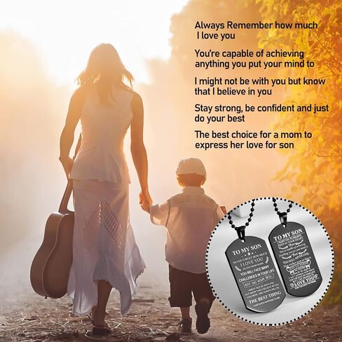 2 Dog Tag Necklace To My Son Stainless Steel Military Pendant Necklace Gift for Birthday Graduation Valentines Thanksgiving Day and Homecoming Day in Saudi Arabia