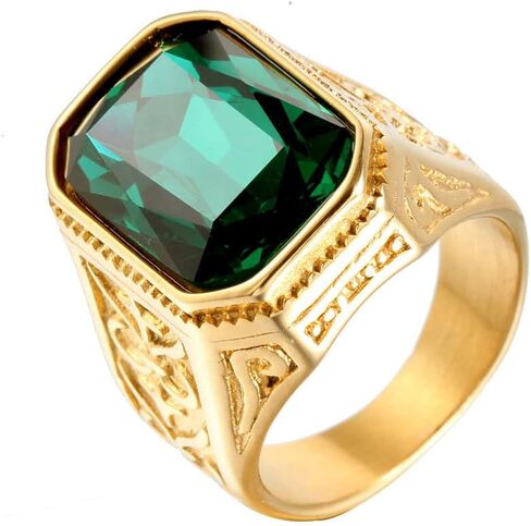 Men Women's Stainless Steel Gem Square Personality Rings Jewelry Anniversary Multicolor Gemstone in Saudi Arabia