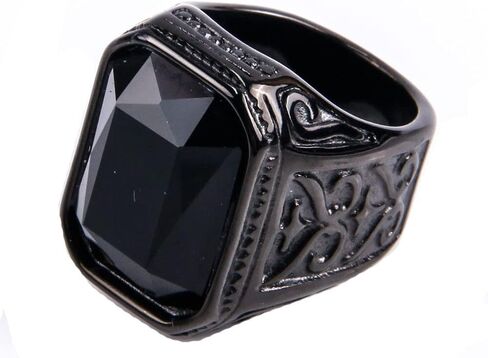 Men Women's Stainless Steel Gem Square Personality Rings Jewelry Anniversary Multicolor Gemstone in Saudi Arabia