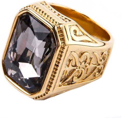 Men Women's Stainless Steel Gem Square Personality Rings Jewelry Anniversary Multicolor Gemstone in Saudi Arabia