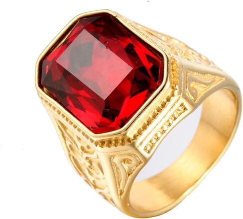 Men Women's Stainless Steel Gem Square Personality Rings Jewelry Anniversary Multicolor Gemstone in Saudi Arabia