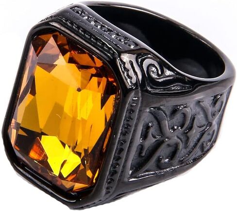 Men Women's Stainless Steel Gem Square Personality Rings Jewelry Anniversary Multicolor Gemstone in Saudi Arabia