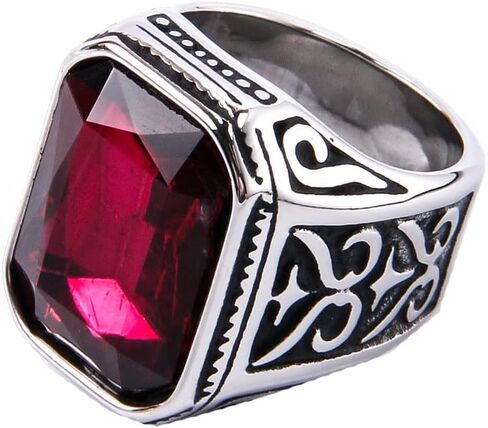 Men Women's Stainless Steel Gem Square Personality Rings Jewelry Anniversary Multicolor Gemstone in Saudi Arabia