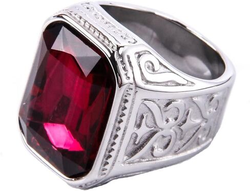 Men Women's Stainless Steel Gem Square Personality Rings Jewelry Anniversary Multicolor Gemstone in Saudi Arabia