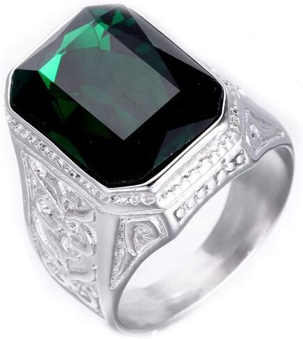 Men Women's Stainless Steel Gem Square Personality Rings Jewelry Anniversary Multicolor Gemstone in Saudi Arabia