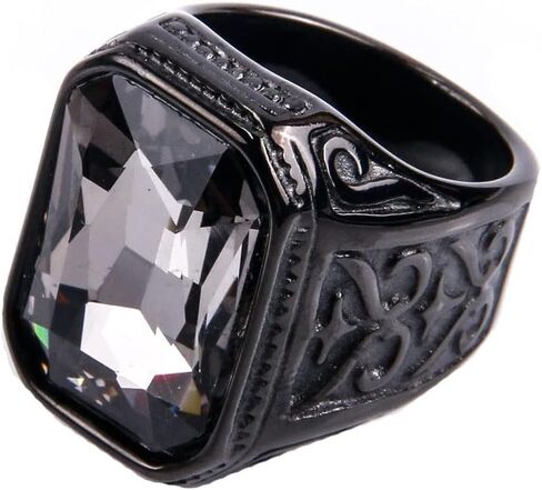 Men Women's Stainless Steel Gem Square Personality Rings Jewelry Anniversary Multicolor Gemstone in Saudi Arabia