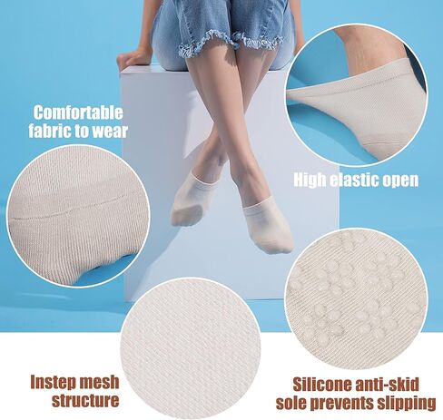 جوارب Lovful النسائية لأصابع القدم، جوارب مضادة للانزلاق وغطاء لأصابع القدم، 6-12 عبوة نصف جوارب بدون خياطة in Kuwait