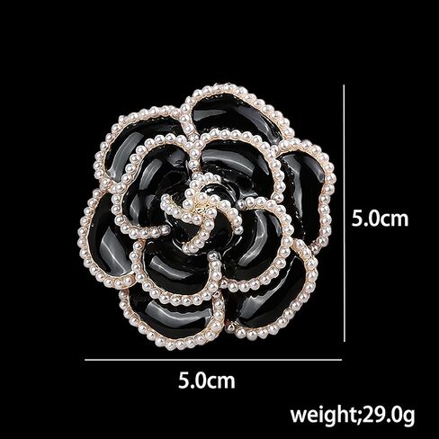 دبوس بروش على شكل وردة سوداء على شكل بتلات لؤلؤية، بروش انيق ورائع للنساء لحفلات الزفاف والولائم والقمصان والفساتين، معدن، لؤلؤ صناعي in Kuwait
