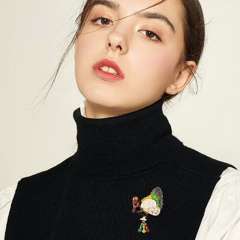 Thanksgiving Turkey Enamel Brooch Pins，Christmas Brooches for Women Girls, Xmas Holiday Jewelry in Kuwait