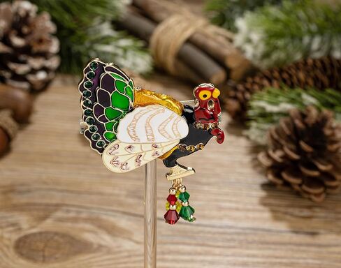 Thanksgiving Turkey Enamel Brooch Pins，Christmas Brooches for Women Girls, Xmas Holiday Jewelry in Kuwait