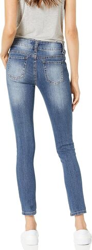 COVER GIRL Women's Cute Mid High Rise Waisted Ripped Torn Skinny Blue Juniors in Saudi Arabia