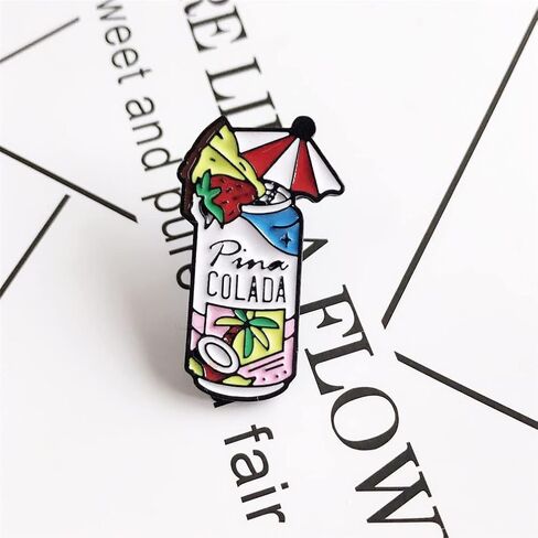 2 قطعة دبابيس كوكتيل الموضة للنساء بينا كولادا الكرتون البيرة كوكتيل علب بروش المشروبات المينا دبوس للملابس أكياس حقائب الظهر السترات قبعة مجوهرات DIY بها بنفسك الملحقات in Kuwait