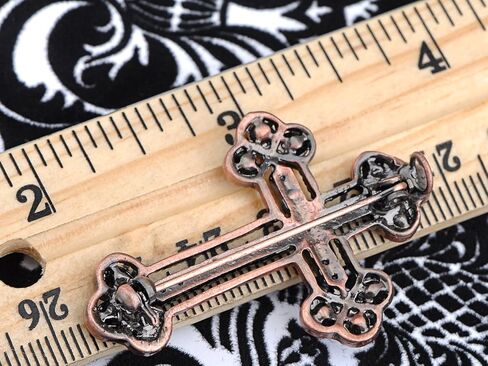 Alilang Copper Tone Sapphire Blue Colored Rhinestones Holy Cross Brooch Pin in Saudi Arabia