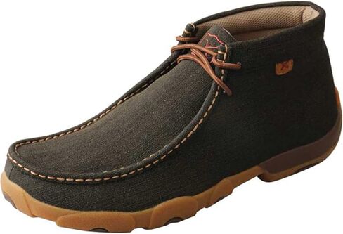 Twisted X Men's Steel Toe Chukka Driving Moc - Handcrafted Leather Safety Toe Shoes with Slip Resistant Outsole - Comfortable, Durable, and Stylish Lace-Up Boots, Charcoal, 10 W in Saudi Arabia
