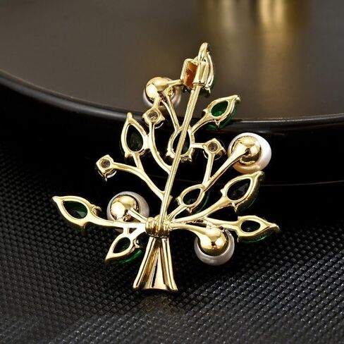 Snowflake Christmas Tree Brooches for Women Rhinestone Freshwater Pearls Brooch Pin 18k Gold-plated Lapel Pin Valentine's Day Winter Jewelry Gifts for Wife Mom Girls in Kuwait