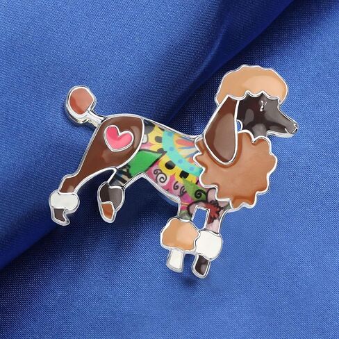 DUOWEI Cute Poodle Dog Brooch Pins for Women Teens Girls Floral Enamel Dog Brooch Jewelry Clothes Scarf Jacket Decoration in Saudi Arabia